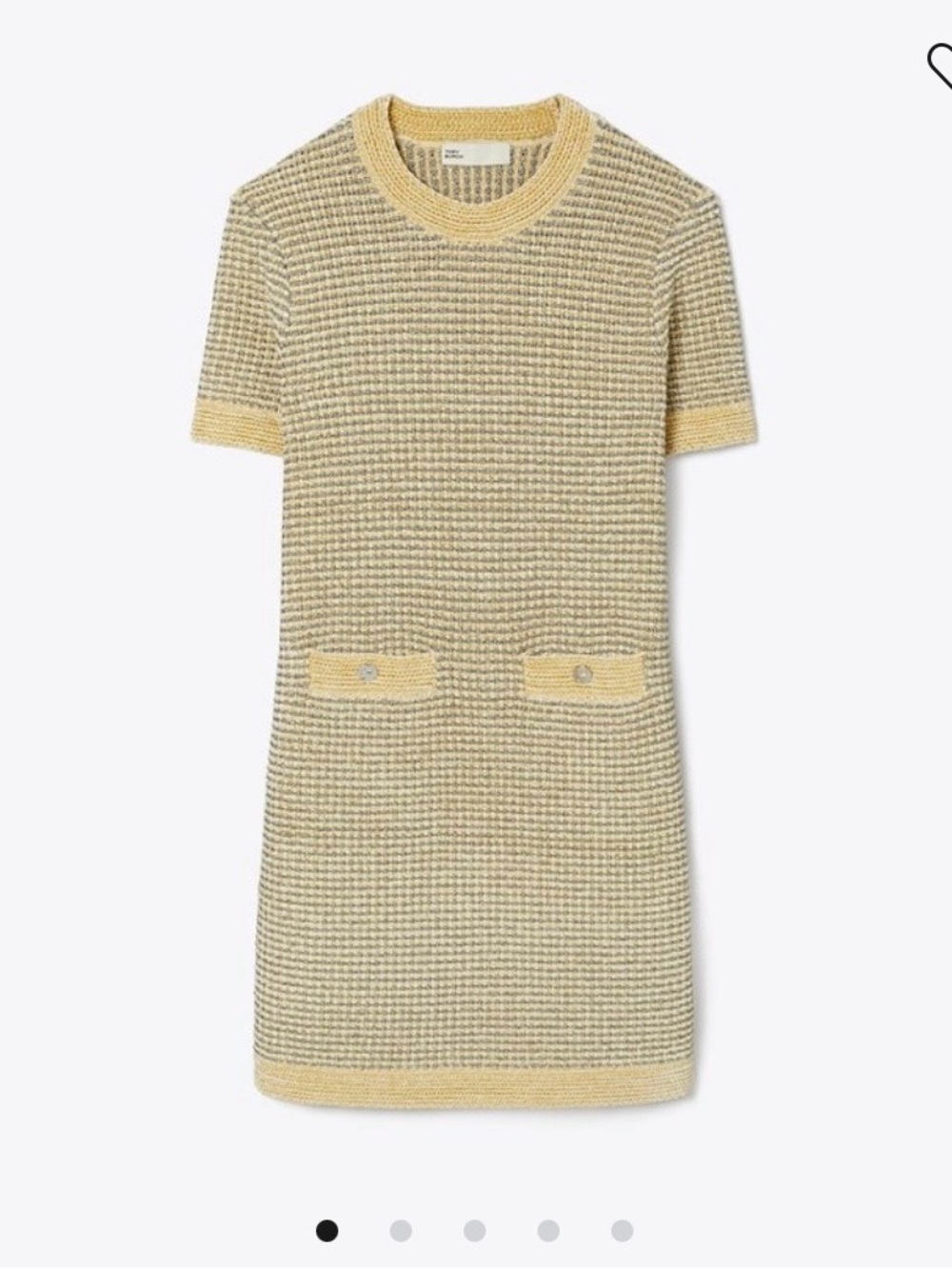 Tory Burch Yellow and Silver Knit Short-Sleeve Dress & Cardigan Set